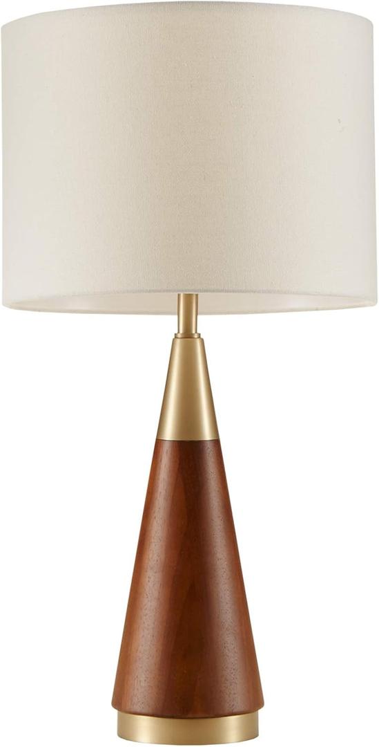 INK+IVY Chrislie Gold White Mid Century Modern Table Lamp , Contemporary Metal Wood Table Lamps for Bedrooms , 13.5"W X 13.5"D X 26"H , Gold / Brown