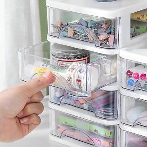 Desk Top 3-Drawer Storage Organizer, Plastic Desk Drawer Organizers for Makep Vanity Nail Polish Stationery Art Craft Office Supplies and Small Organization (White)