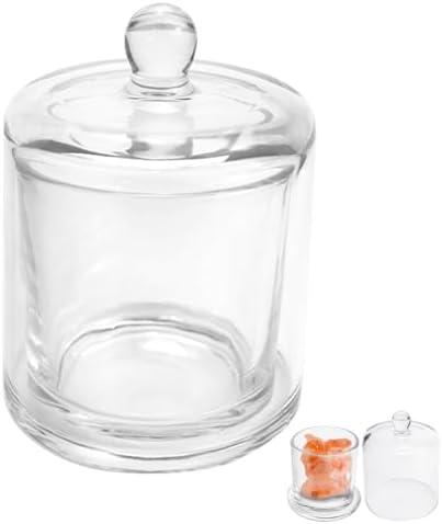 DOERDO Butter Crock, Glass Butter Dishes with Lids, Candle Cup for Jelly Jam Candy Covered Butter Tray, 3.5x4.7 Inch