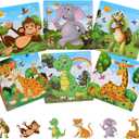 2 x NASHRIO Wooden Puzzles for Toddlers 3-5 Years Old(Set of 6), 9 Pieces Preschool Educational and Learning Animal Jigsaw Puzzle Toy Gift Set for Boys and Girls (9 Pcs-02)
