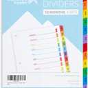Blue Summit Supplies 12 Month Dividers for Binders, Jan to Dec Monthly Tabs, Includes Customizable Table of Contents Index, 6 Sets
