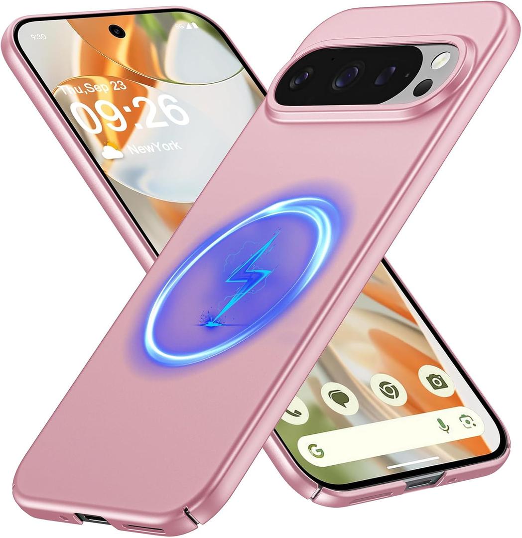 GRECAZO Magnetic Slim Bumper Case for Google Pixel 10 Pro/10, Dawn Pink