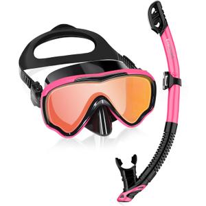 EverSport Adult Snorkel Set, Dry Top Snorkel, 180 View Glass Mask, Leakproof for Snorkeling, Diving & Swimming