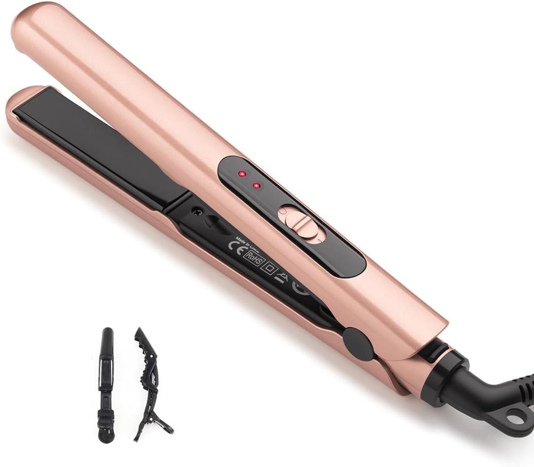 JAETON Small Flat Iron 0.7 Inch Mini Hair Straightener and Curler 2 in 1,30S Heat-up,Dual Voltage Travel Curling Iron,for Short Hair,Bangs, Pixie Cut,Beard