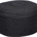 Kufi Men's Unisex Skull Cap Women's Designer Solid Hat with Hand Embroidery Kufi Caps Knitted Beanie Summer Headwear (Large, Black 2)