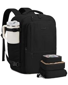 LOVEVOOK Travel Backpack for Women & Men, 60L Large Carry On Backpack Airline Approved, TSA Personal Item Weekender Bag, Laptop Backpacks with 3 Packing Cubes for Travel Essentials, Waist Belt (20.5 Inch, Beige)