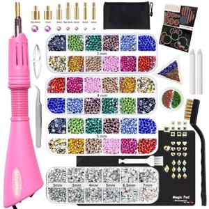 Hotfix Applicator Tool, DIY Hot Fix Rhinestone Setter, Hot Fixed Kit, 5679 Pcs, AB, Clear, 34/30/20/16/10SS, 12 Colors, Bigger Rhinestones, Gem Picker, Bedazzler Kit with Rhinestones