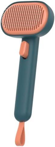 Aumuca Dog Brush for Shedding, Self Cleaning Cat Grooming Brush with Release Button, Cat Hair Brush to Remove Loose Fur, Tangles & Dirt, Great for Long and Short Haired Cats, Green