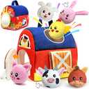 Baby Toys 6-12 Months - Infant Barn Toy with Stuffed Farm Animals, Rattle, Crinkle, Squeak, Mirror - Montessori Sensory Toys for 6 7 8 9 10 12 Month Old Babies, 1 Year Old Baby Boy Girl Gifts
