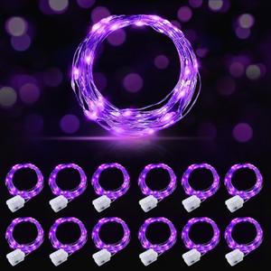 AIKEI 12 Pack LED Fairy Lights Battery Operated, Mini String Lights Waterproof 7ft 20 Led Firefly Starry Lights for Wedding Party Bedroom Garden Christmas Decoration Purple