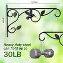 Elegant Bird Pattern Wall Hooks - Metal Plant Hangers for Indoor & Outdoor - Rust-Resistant Bracket for Plants, Feeders, Chimes, Lanterns (Black, 2 Pack - 14 inch)