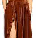YMSHA Women's Short Sleeve Velvet Prom Dress Long 2025 V Neck A Line Side Slit Formal Evening Gowns (8, B-rusty Orange)