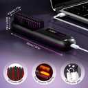 Cordless Hair Straightener Brush Pro for Short Hair, 3 Speed Temp with LED Display, Fast Heating Portable USB Rechargeable, Safe Auto Shut Off, Perfect for Girls on the Go (Black)