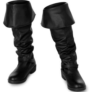 Ramede Medieval Pirate Boots Men Halloween Renaissance Boots Gothic Cosplay Costume for Men (11, Black)