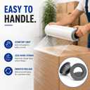 18" x 1500 Ft Heavy Duty Stretch Shrink Wrap with Handle, 80 Gauge, 4 Pack