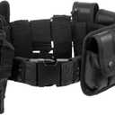 10 in 1 Tactical Duty Belt Military Police Battle Belt Versatile Modular Equipment System for Law Enforcement (Black)