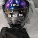 Bluetooth Full Face Motorcycle Helmet DOT Approved Modular Motorcycle Helmets with Built-in Sun Visor, Multi-Ventilation Ports, for Adults Men Women Casco Moto Hombres Mujeres, L57~58CM (Purple, L)