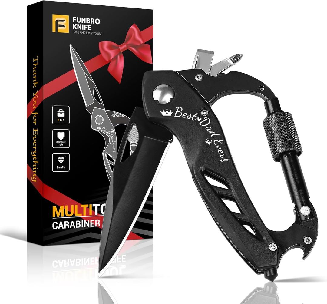 Fathers Day Dad Gift for Men Husband, 6-in-1 Multitool Knife for Camping, BEST DAD EVER Gift for Grandpa Papa from Daughter Wife Son, Birthday, Anniversaries Present for Him, Cool Tools for Men