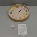 Topkey 12" Wooden Look Wall Clock Silent Non-Ticking 3D Numbers Colorful Decorative Round Clock for Living Room, Bedroom and Office Battery Not Included - Light Brown