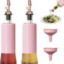 MIAO'ER Olive Oil Dispenser for Kitchen, Oil and Vinegar Dispenser Set of 2, Rose Gold Stainless Steel Spout, Pink Kitchen Decor, 300ml/10oz Kitchen Accessories for Cooking, Salad, Frying