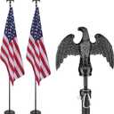 Yeshom 2 Pack 8FT Sectional Indoor Flag Pole Kit Blacked Eagle Topper Aluminum Heavy Duty Black Pole Stand with 3x5Ft US Flag & Base Stand for Office School City Hall Reception Room Commercial