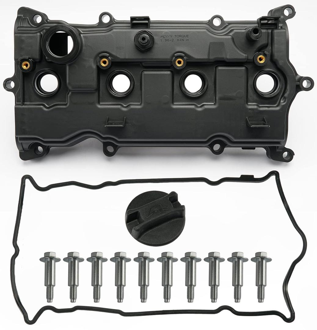 Engine Valve Cover with Gasket Bolts & Oil Filler Cap Compatible with 2013-2018 Nissan Altima 2016-2017 Nissan Murano 2014 Nissan Pathfinder 2014-2017 Nissan Rogue Infiniti QX60 2.5L Part# 13264-3KY0A