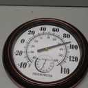 Indoor Outdoor Thermometer Large 12 Inch Wall Thermometer-Hygrometer Waterproof Does not Require Battery (Brown)