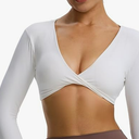 Long Sleeve Deep V Crop Tops for Women Sienna Open Back Thumb Hole Cropped T Shirt Top,S