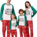 ANGELGGH Matching Family Christmas Pajamas Sets, Holiday PJs with Top and Pants, Cute 2 Piece Sleepwear for Couples/Women/Men (Women, S, Red Green Tree)