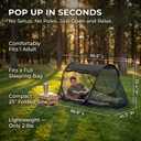 Pop up Mosquito Tent for Camping, 86.6 x 41 x 35 Inch Bug Net Tent with Instant Automatic Setup, Lightweight Portable Screen Net Fits Most Camping Cot for Outdoor Hiking Travel(Black), 86.61 x 41.34 x 35.43"