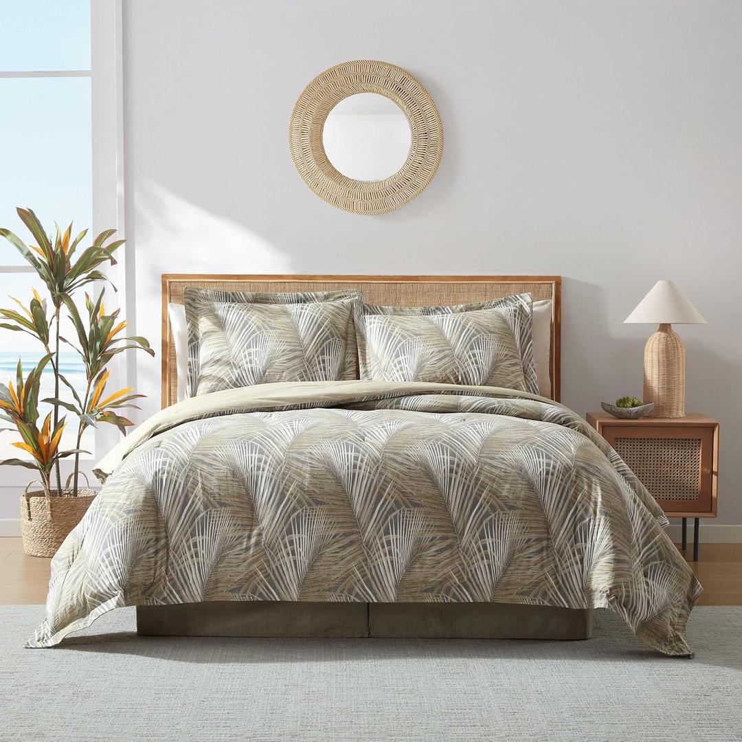 Tommy Bahama - California King Comforter Set, Cotton Bedding with Matching Shams & Bedskirt, Medium Weight Bedding Set for All Seasons (Raffia Palms Brown, California King)