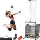 Volleyball Setter Training Equipment Volleyball Setter Training Net with Ball Collection Net Adjustable Setting Trainer (6 Angles) with 2 Target Hoops, Sandbags & Suction Cups for Indoor/Outdoor