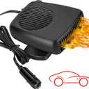 12V Car Heater, 150W Portable Dual Mode Heater & Air Fan for Car Defrosting and Demisting, 360 Swivel Base, Cigarette Lighter Plug, for All Cars, Trucks, SUVs