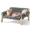 MEWOOFUN Cat Couch Bed, Pet Sofa for Indoor Cats Wooden Indoor Elevated Cat Beds with Removable Mattress Cover Suitable for Kitty, Puppy or Small Animal (Dark Grey, Medium)