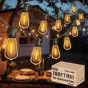 Achin Outdoor String Lights 200FT Vintage Edison String Lights with 104 Shatterproof ST38 Bulbs LED Dimmable Warm 2200K Plastic Patio Lights Outdoor Waterproof for Yard Gazebo Market Bistro Lights