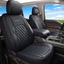 Huidasource Truck Seat Covers Fit for Chevy Silverado GMC Sierra 1500 2007-2013 & 2019-2025, 2500HD 3500HD 2020-2025 Crew Double Extended Cab Pickup Leather Car Seat Cover (Full Set/Black&Blue)