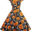 Hanpceirs Women's Cap Sleeve 1950s Retro Vintage Cocktail Swing Dresses with Pocket (XXXL)