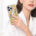 Magnetic for iPhone 16 Pro Case [Compatible with MagSafe] Clear Floral Flower Bee Pattern Design, Slim Shockproof Protective Phone Cover for Women Girls