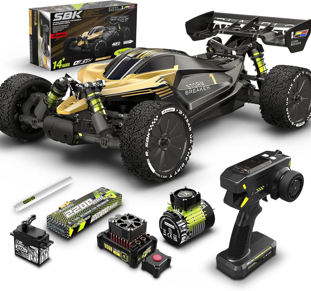 RIAARIO 1/10 Brushless RC Cars, RTR, Beginner, MAX 50+ MPH, Metal Drivetrain, 4WD, Waterproof Electronics, Carbon Fiber, Black, Ages 14+