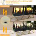 Christmas Sleigh Table Centerpieces Decorations, Xmas Black Cut-Out Tree Sleigh LED Candle Candelabrum with Timer Holiday Candle Holder for Home Party Table Mantel Decoration