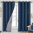 YoungsTex Navy Blue Linen Blackout Curtains 63 Inch Length for Bedroom, Thermal Insulated Black Out Drapes with Grommet Room Darkening Privacy for Living Room Window, 2 Panels, 52 X 63 Inch