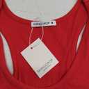 MANGOPOP Tank Top Scoop Neck Bodysuits for Women Sleeveless Racerback Ribbed Basic Bodysuit (Medium, Tank Top Red)