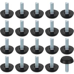 uxcell 20Pcs M6 Thread Furniture Feet Levelers, 23x20mm Adjustable Leveling Table Feet, Screw on Furniture Glide Leveling for Chair Stool Legs, Black