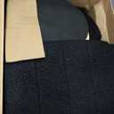 ZOLANOful Round Boucle Storage Ottoman, Sherpa Teddy Fabric Ottoman Footstool with Reversible Tray Lid, Folding Footrest with Storage for Living Room, Bedroom, Dorm, Black, 14.6" x 14.6" x 17.7"