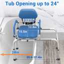 HT TopHinon Slide Shower Chair with Swivel Seat, Padded Backrest, Pivoting Arms, Adjustable Height, 350lb Capacity, for Seniors and Disabled, Blue