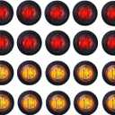 TMH 3/4 Inch Mount 10 pcs Amber + 10 pcs Red LED Clearance Bullet Side LED Marker Lights for Trailer Truck RV Car Bus Van (Pack of 20)