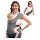 Momcozy Portable Baby Carrier – Compact & Lightweight, Adjustable for Travel, Fold & Go Convenient Storage Hip Pouch, Wide Shoulder Straps, Soft Skin-Friendly Fabric, for Babies 12–35 lbs (Grey)