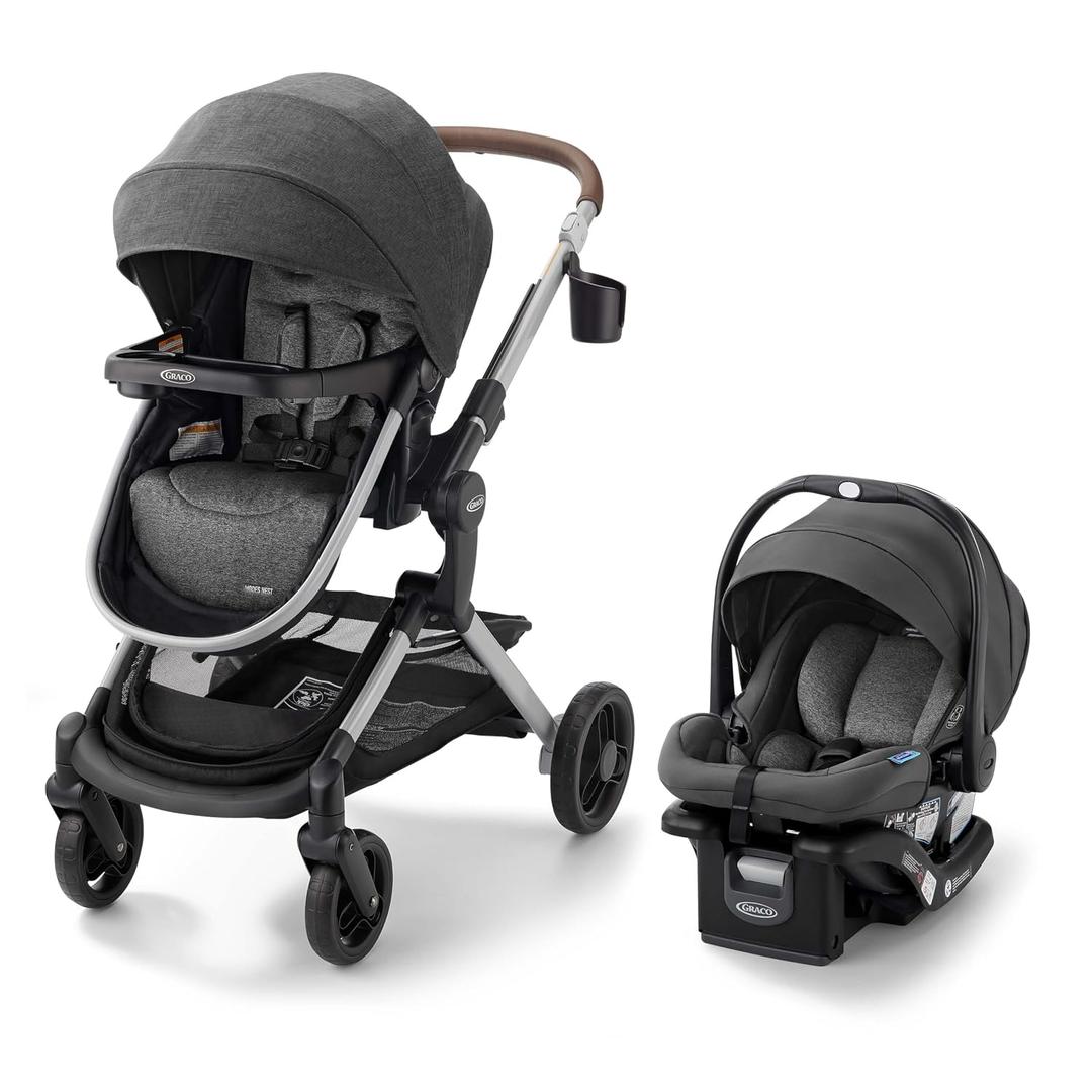 Graco Modes Nest Travel System, 3-in1 Modular Carseat Stroller Combo, Adjustable Slide2Me Infant Car Seat Carrier to Toddler Stroller, Includes the SnugRide DLX Infant Car Seat, Sullivan, Manufactured Date 04/16/2026