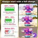 Rechargeable Bubble Machine with RGB Lights: 30,000 Bubbles/Min Storm, Auto 360 Rotation, Battery% Display - Remote Control Bubble Maker for Romantic Wedding, Kids Party & Outdoor Events