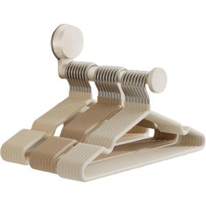 Hanger Organizer, Hanger Stacker for Laundry Room Organization, Extendable Clothes Hangers Storage Suction Cup Removable and No Drilling, for Washing Machine (White)